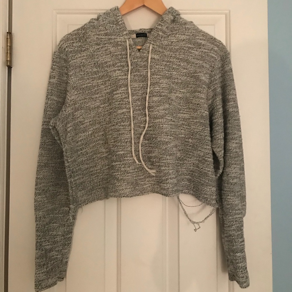 Brandy Melville Cropped Distressed Hoodie